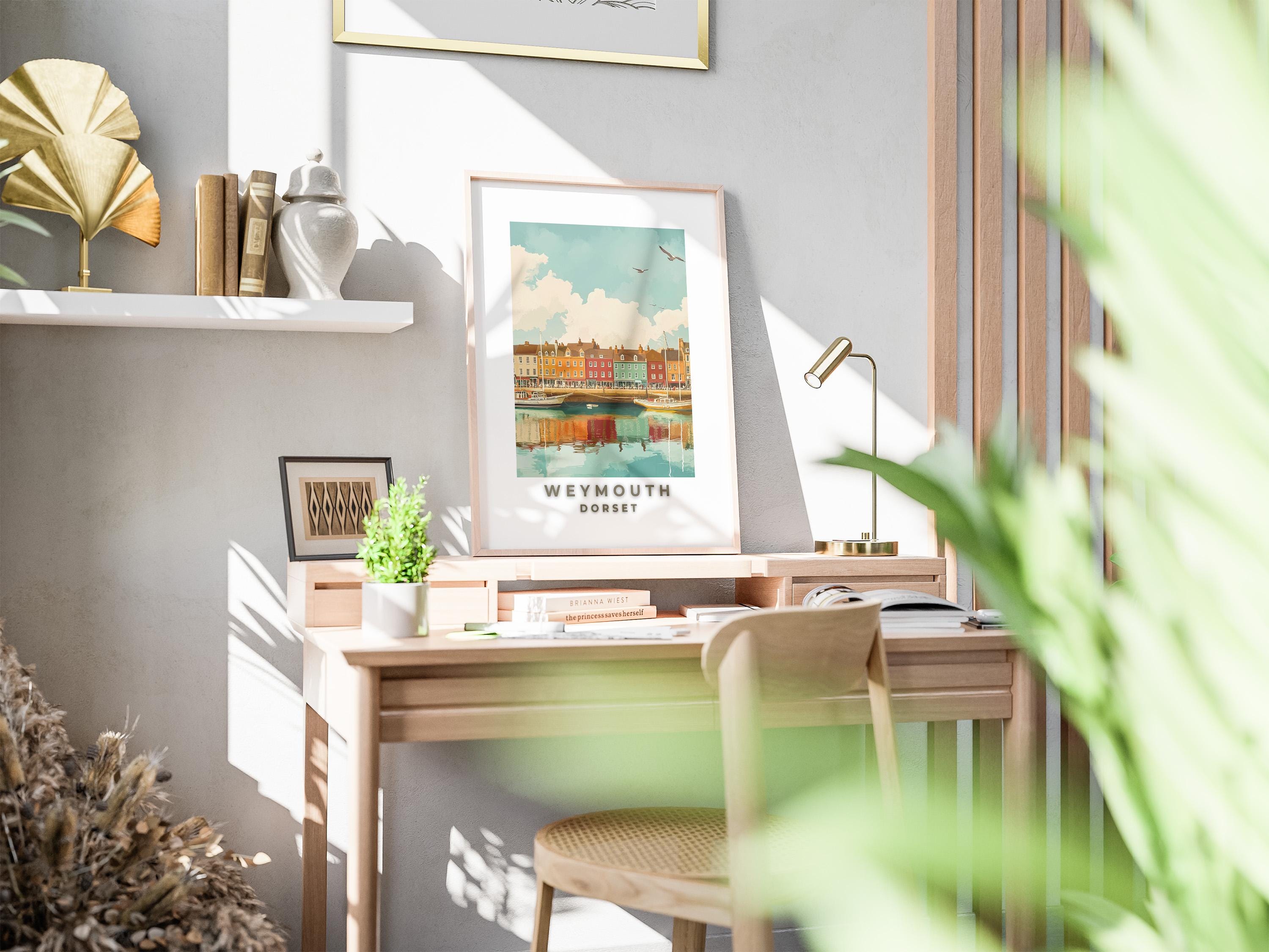 Weymouth Harbour Print: Vintage England Travel Poster