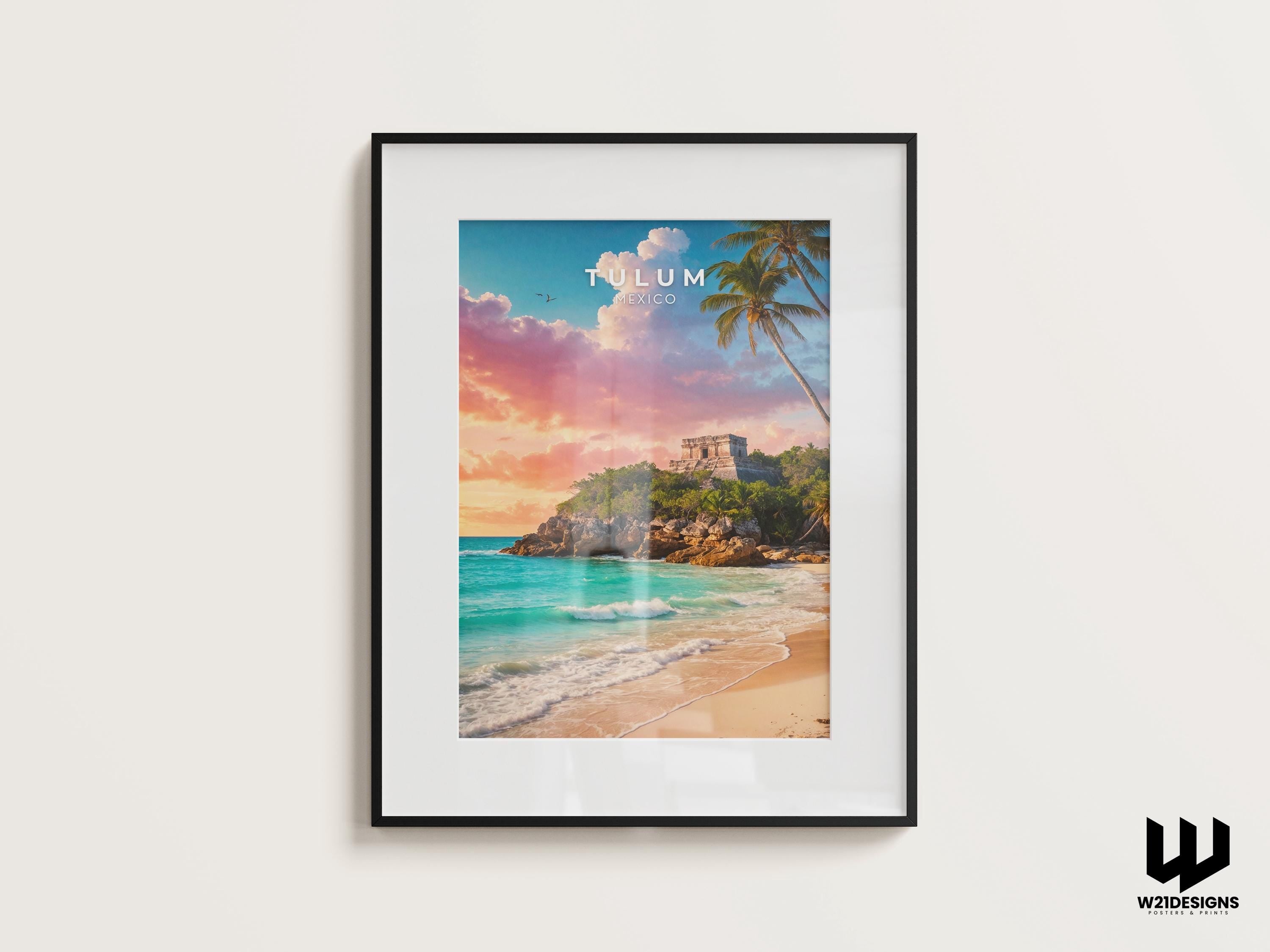 Tulum Mayan Ruins Print: Mexico Travel Poster, Beach Paradise