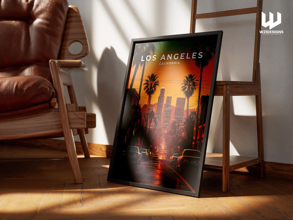 Los Angeles Travel Poster: Vintage LA Skyline Art Print