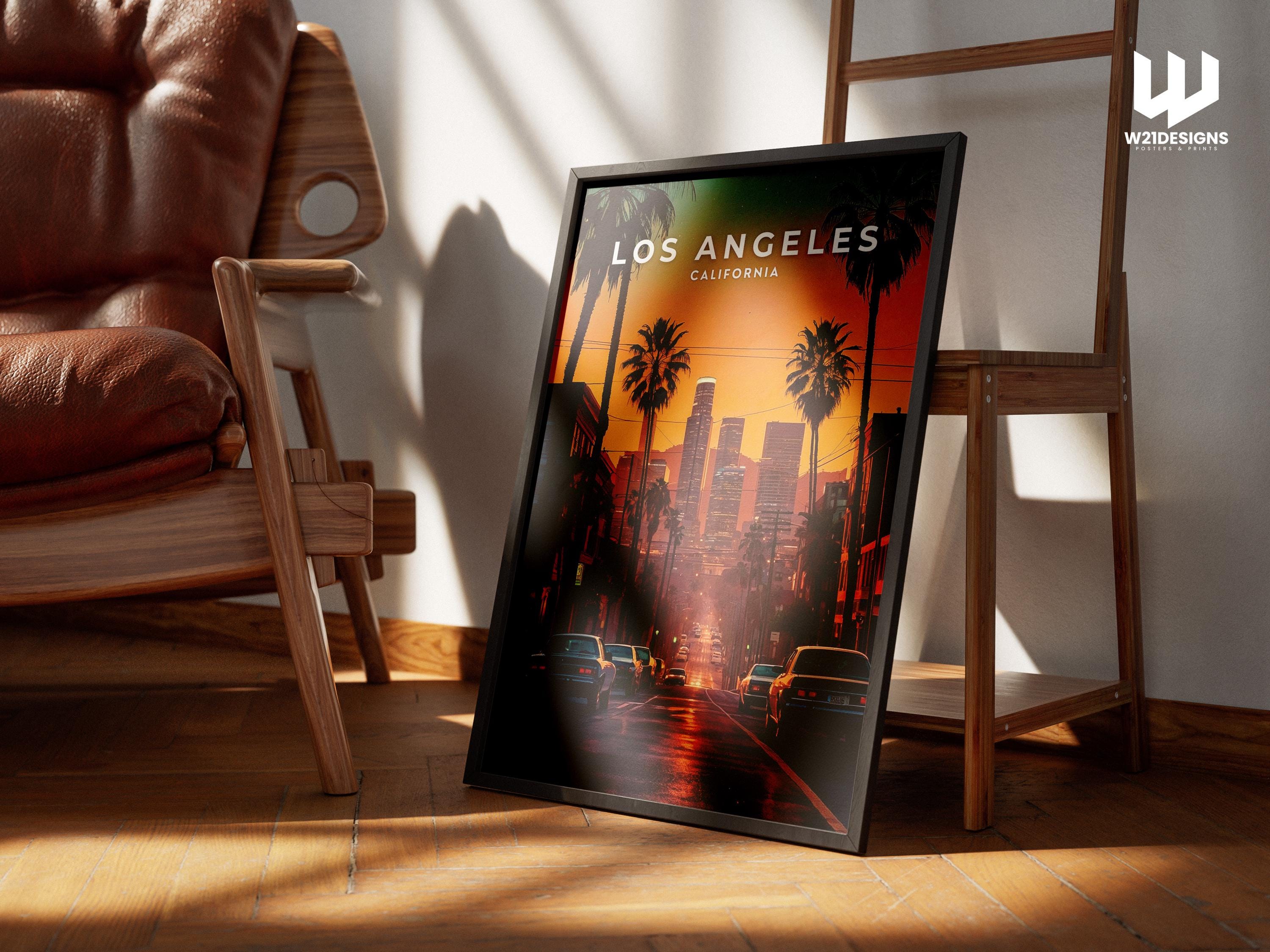 Los Angeles Travel Poster: Vintage LA Skyline Art Print