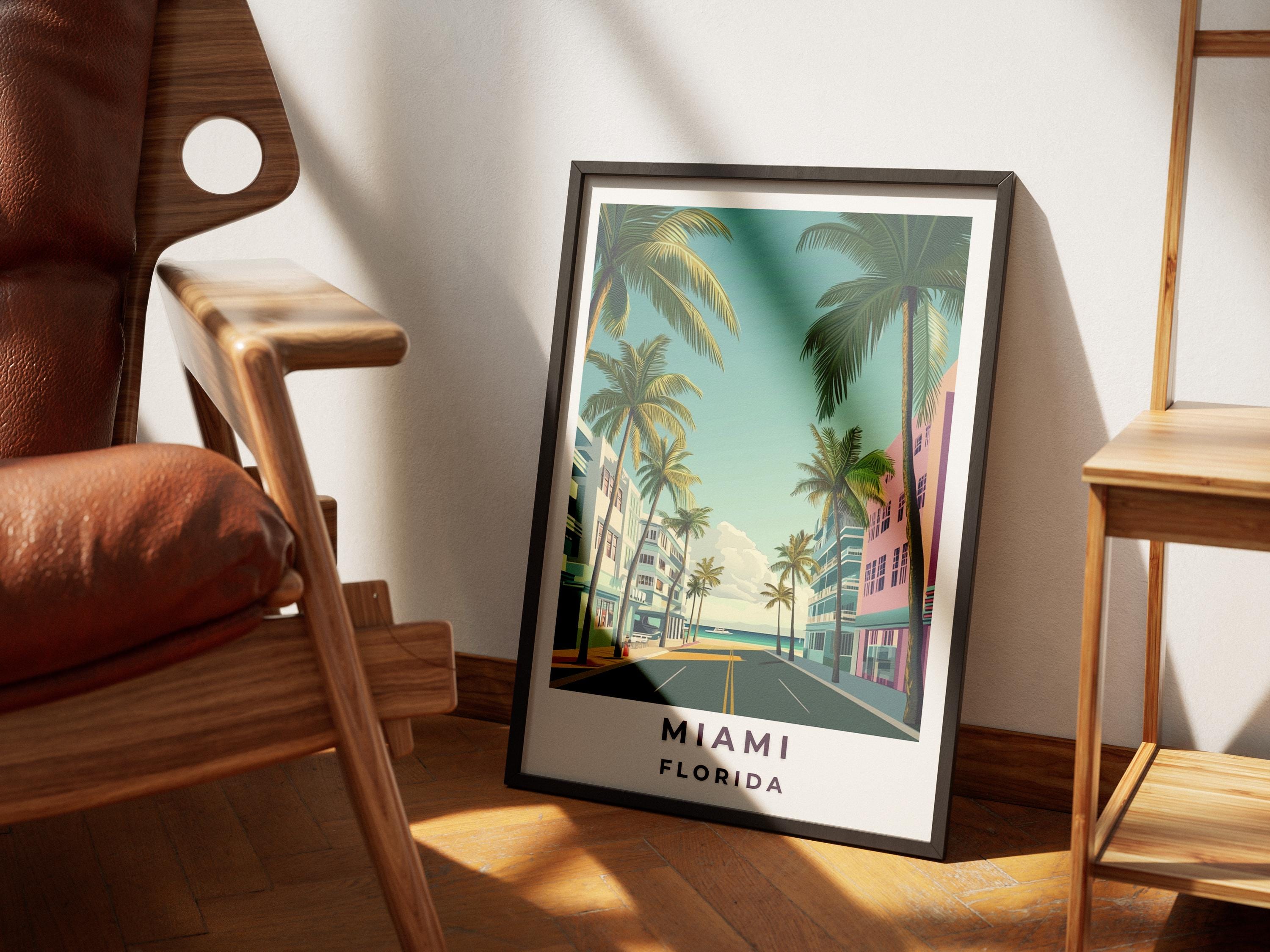 Miami Travel Poster: Vintage Art Deco South Beach Print
