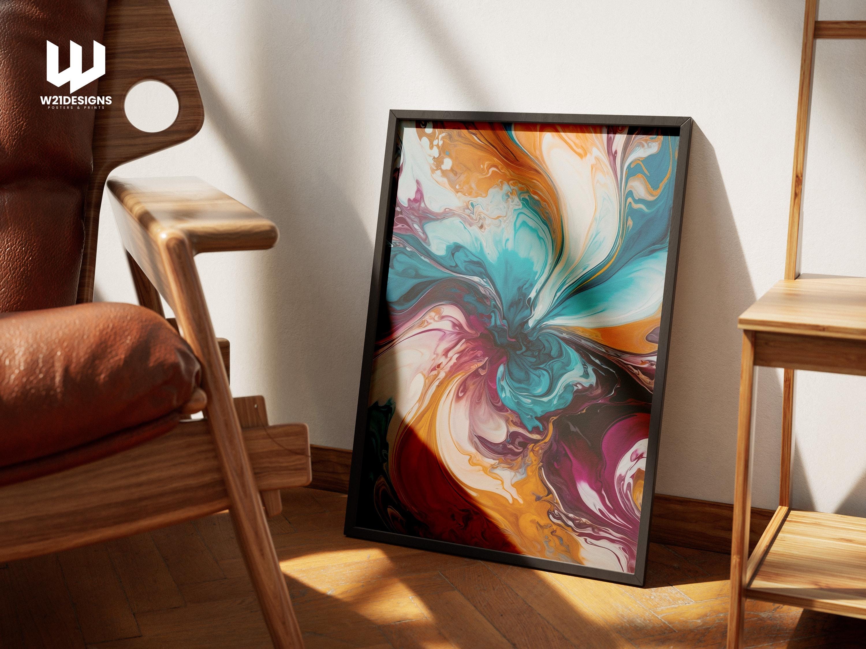 Abstract Fluid Art Print: Colorful Swirls, Modern Home Decor
