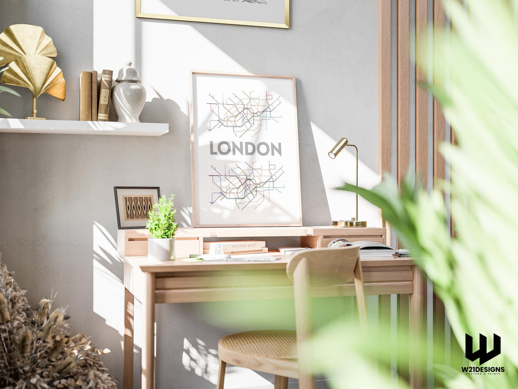 London Underground Map Print: Minimalist Commuter Wall Art