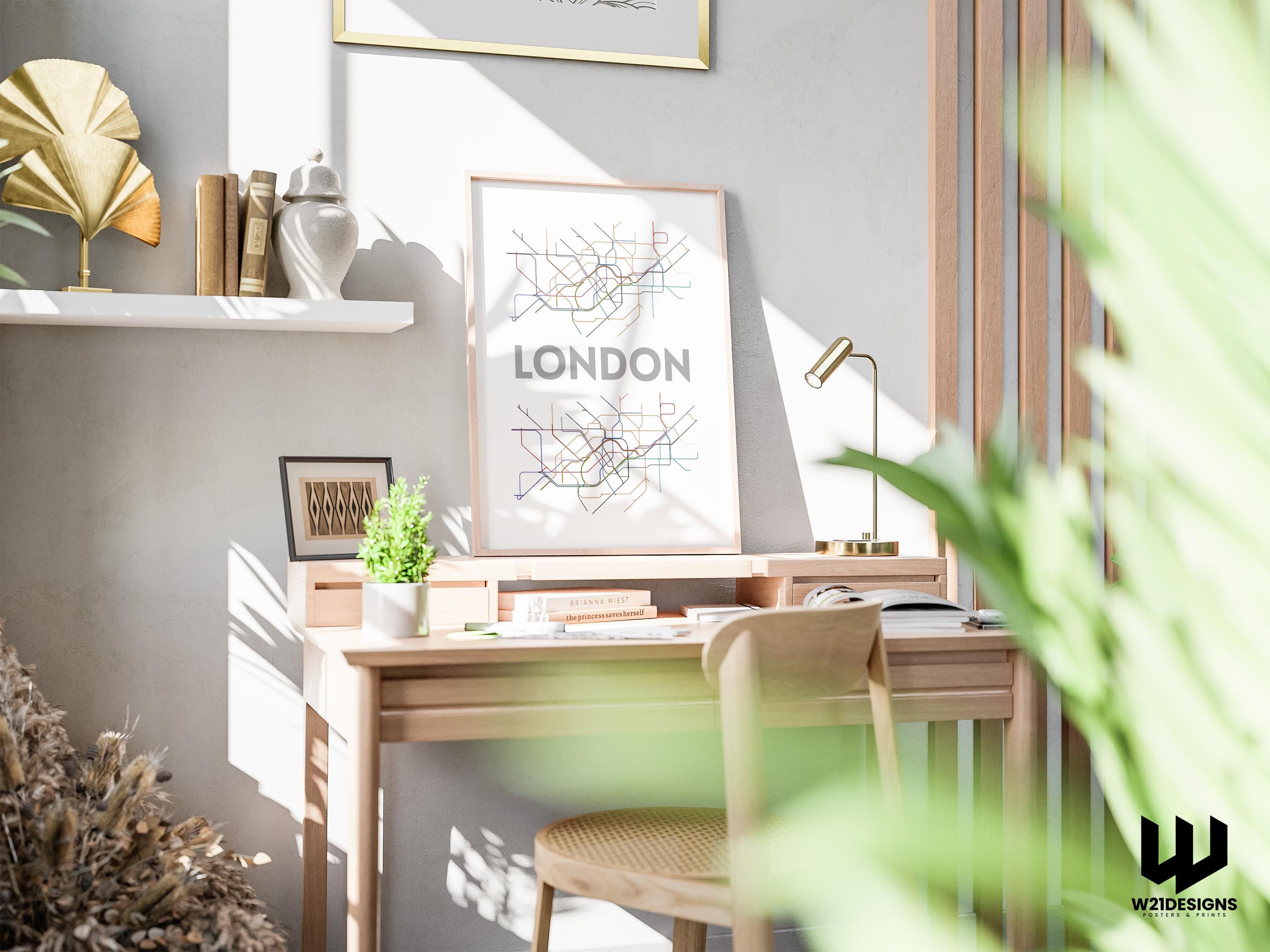 London Underground Map Print: Minimalist Commuter Wall Art