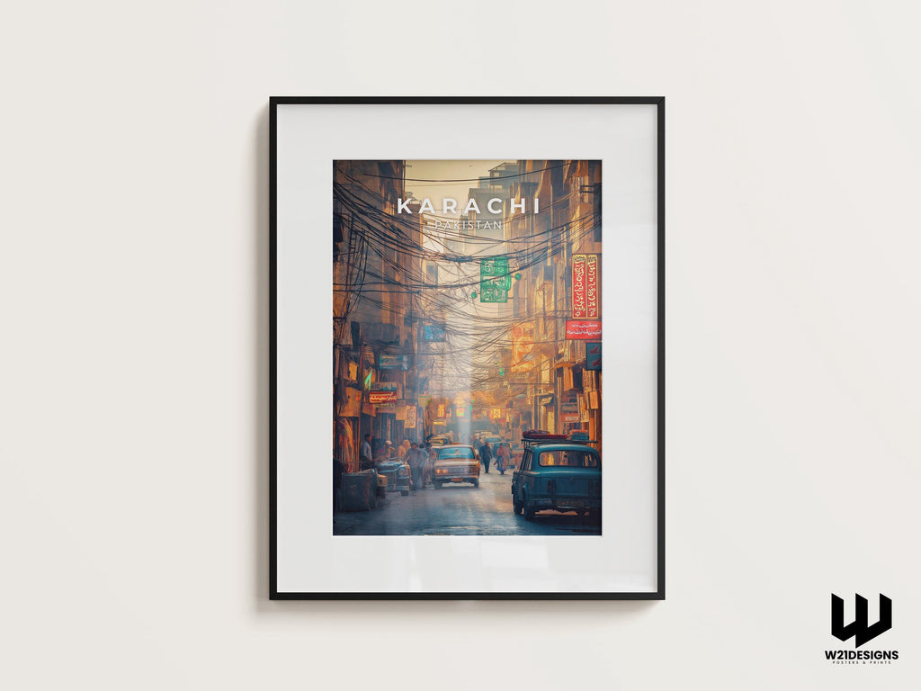Karachi Pakistan Travel Print: Vintage Cityscape Wall Art