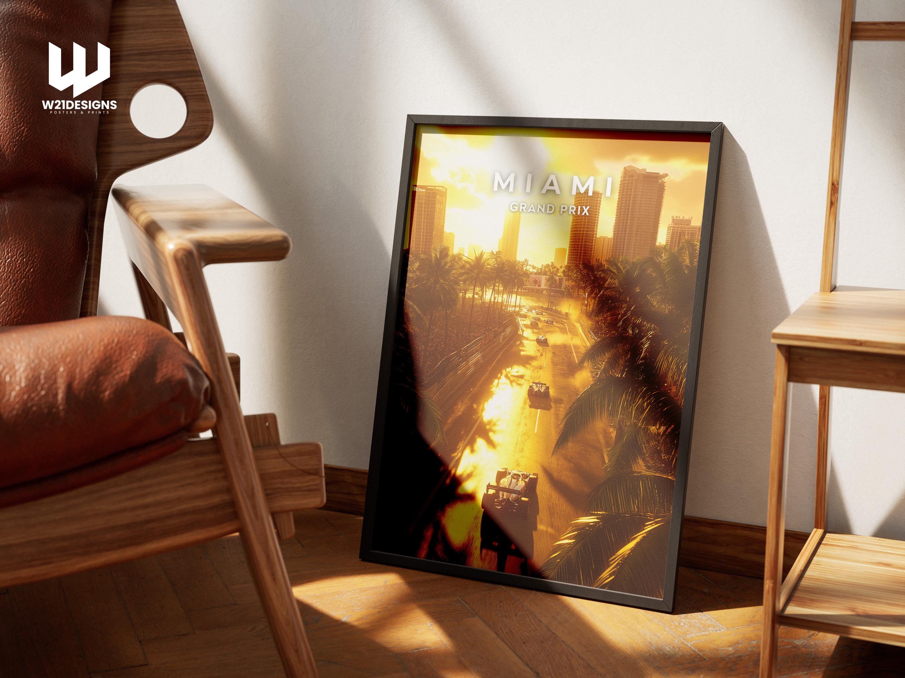 Miami Grand Prix Poster: F1 Racing Sunset Art Print