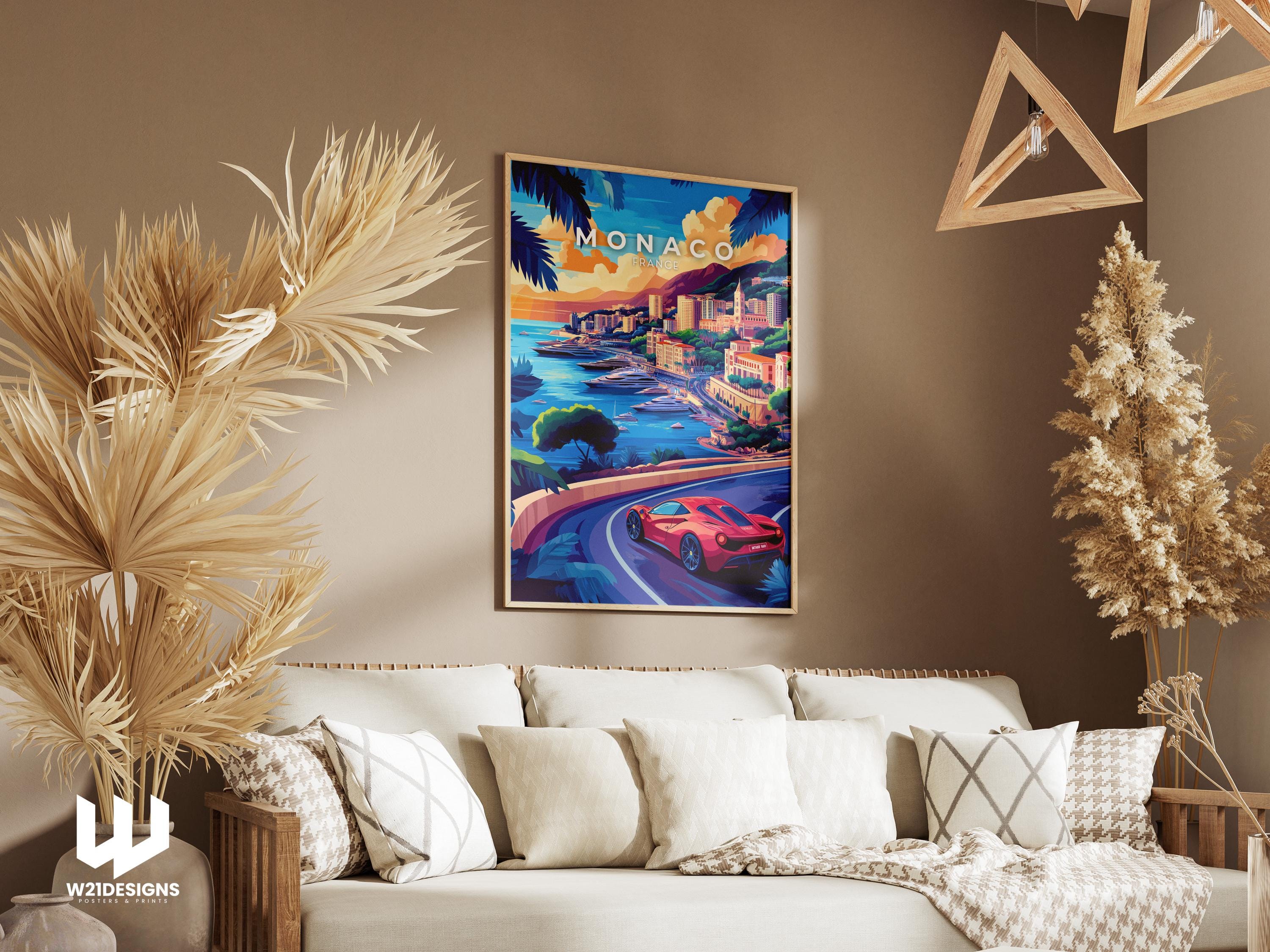 Monaco Travel Poster: French Riviera, Luxury Car Art
