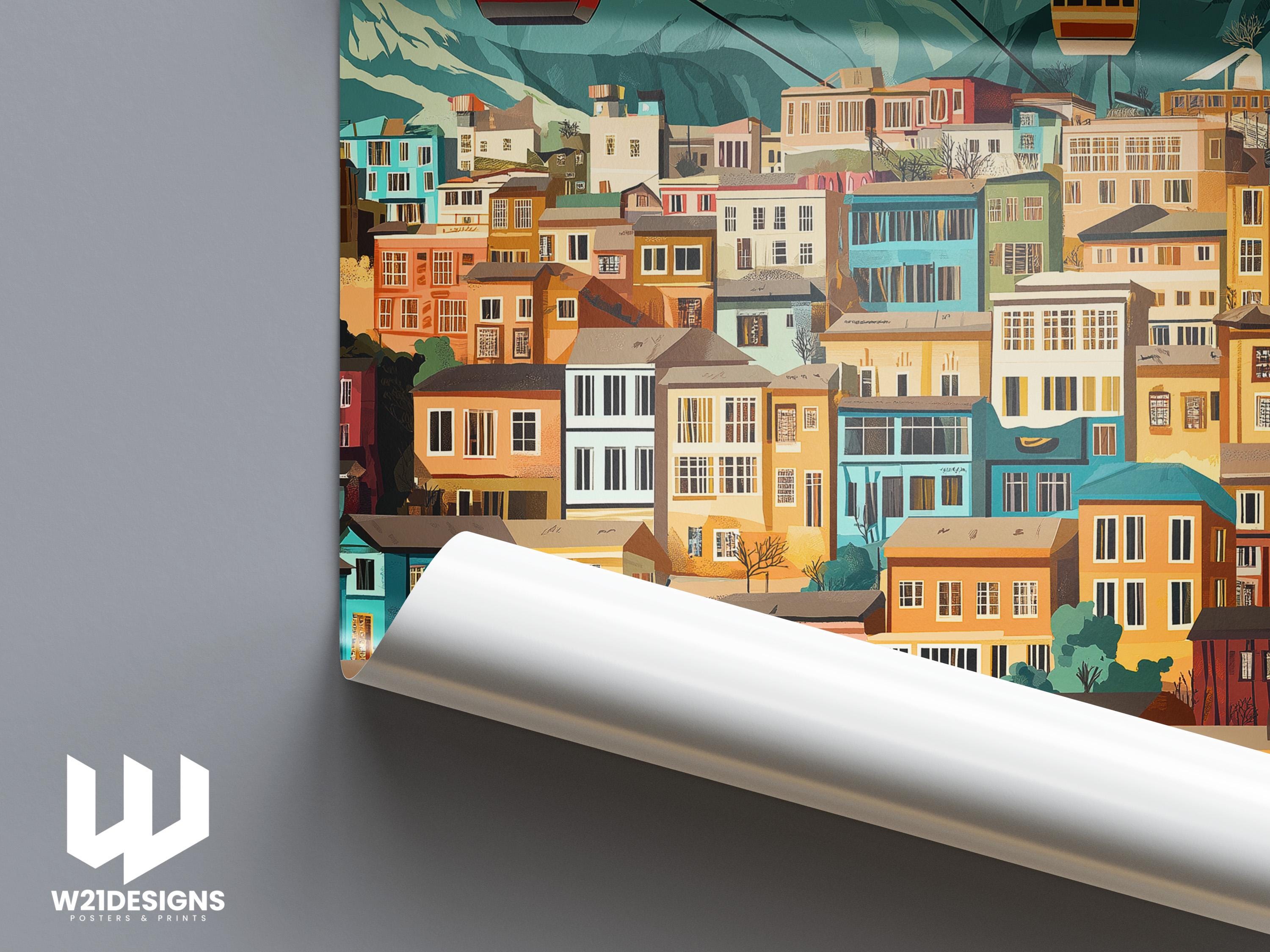 La Paz Bolivia Travel Print: Andes Mountains Cityscape Poster
