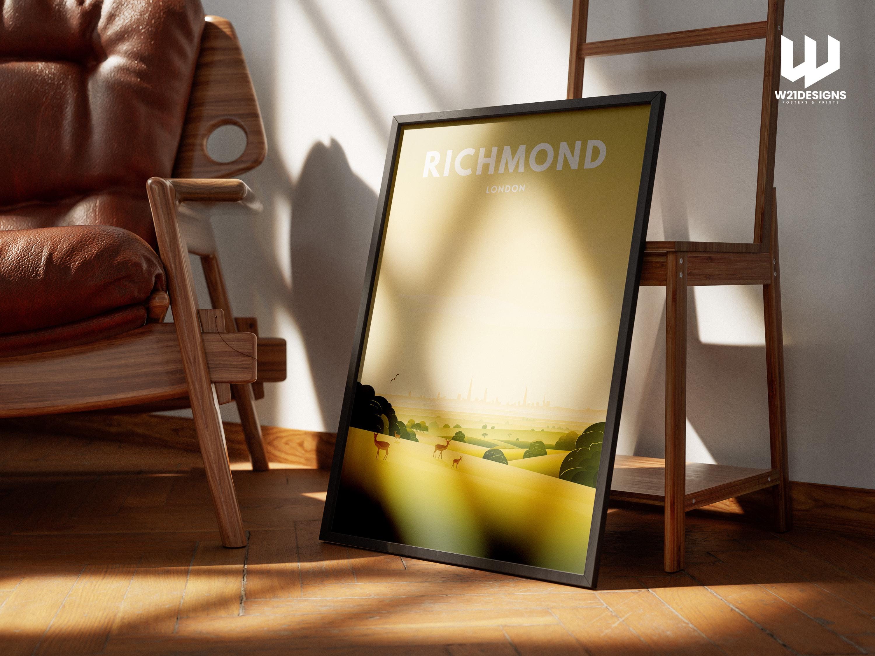 Richmond London Travel Poster | Richmond Park Wall Art | Minimal Skyline Landscape Print