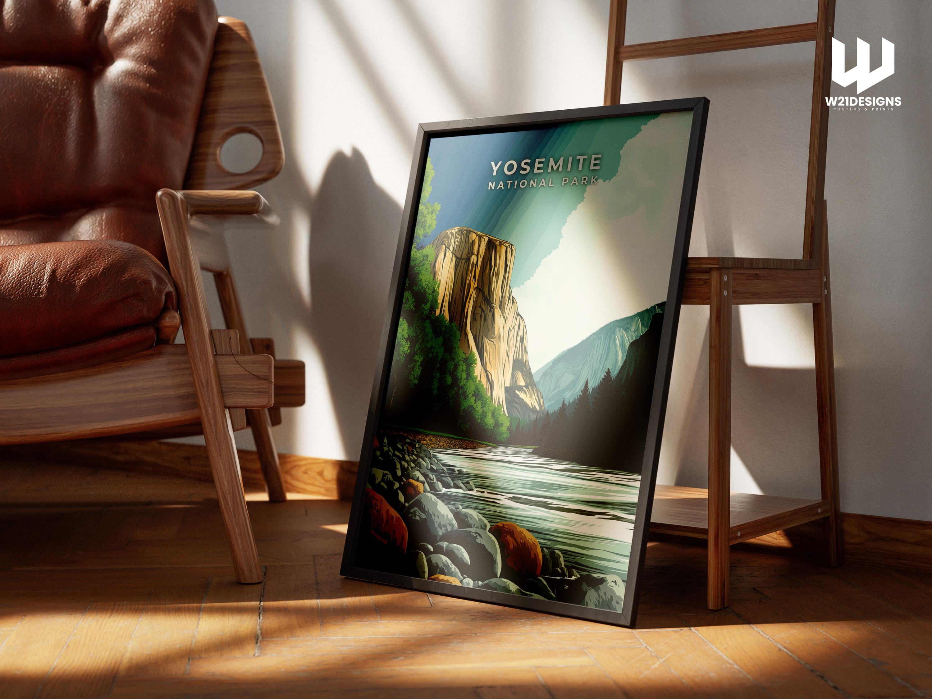 Vintage Yosemite National Park Poster: Scenic Mountain Landscape Art