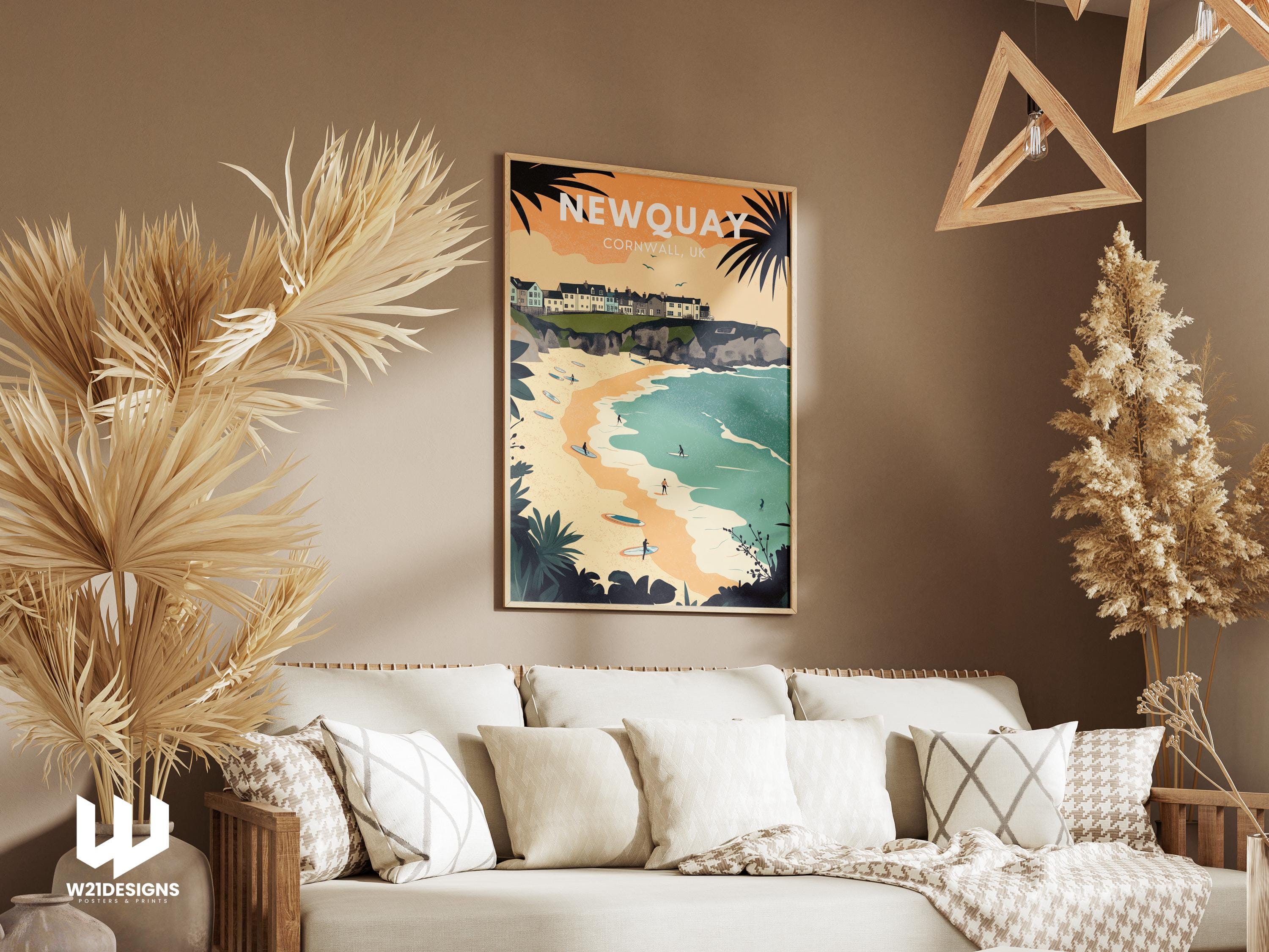 Newquay Surf Poster: Cornwall Coastal Art Print