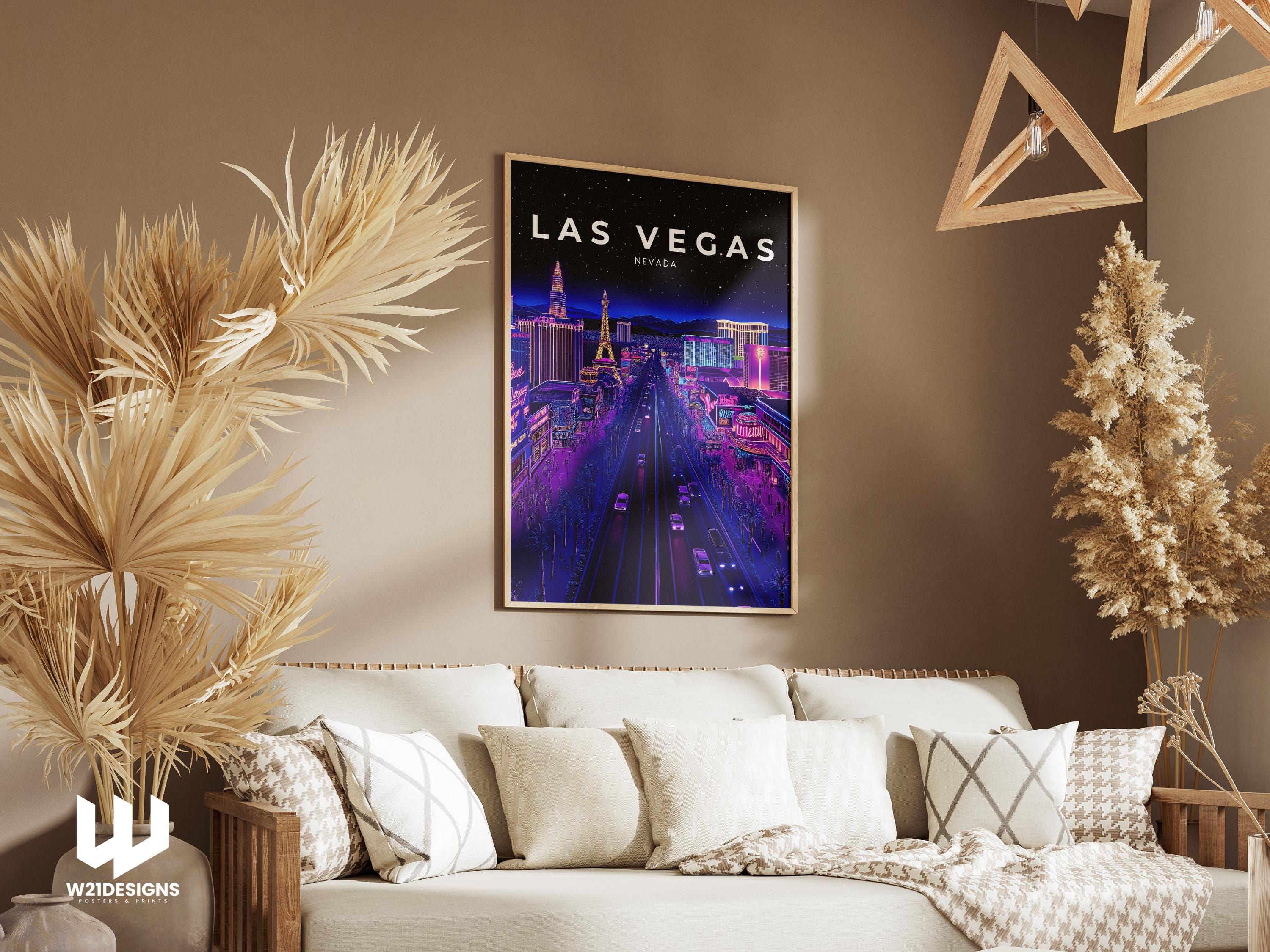 Las Vegas Travel Print - Neon City Wall Art, Nevada Poster, Las Vegas Strip Artwork, USA Travel Decor, Vibrant Nightscape, Personalised Gift