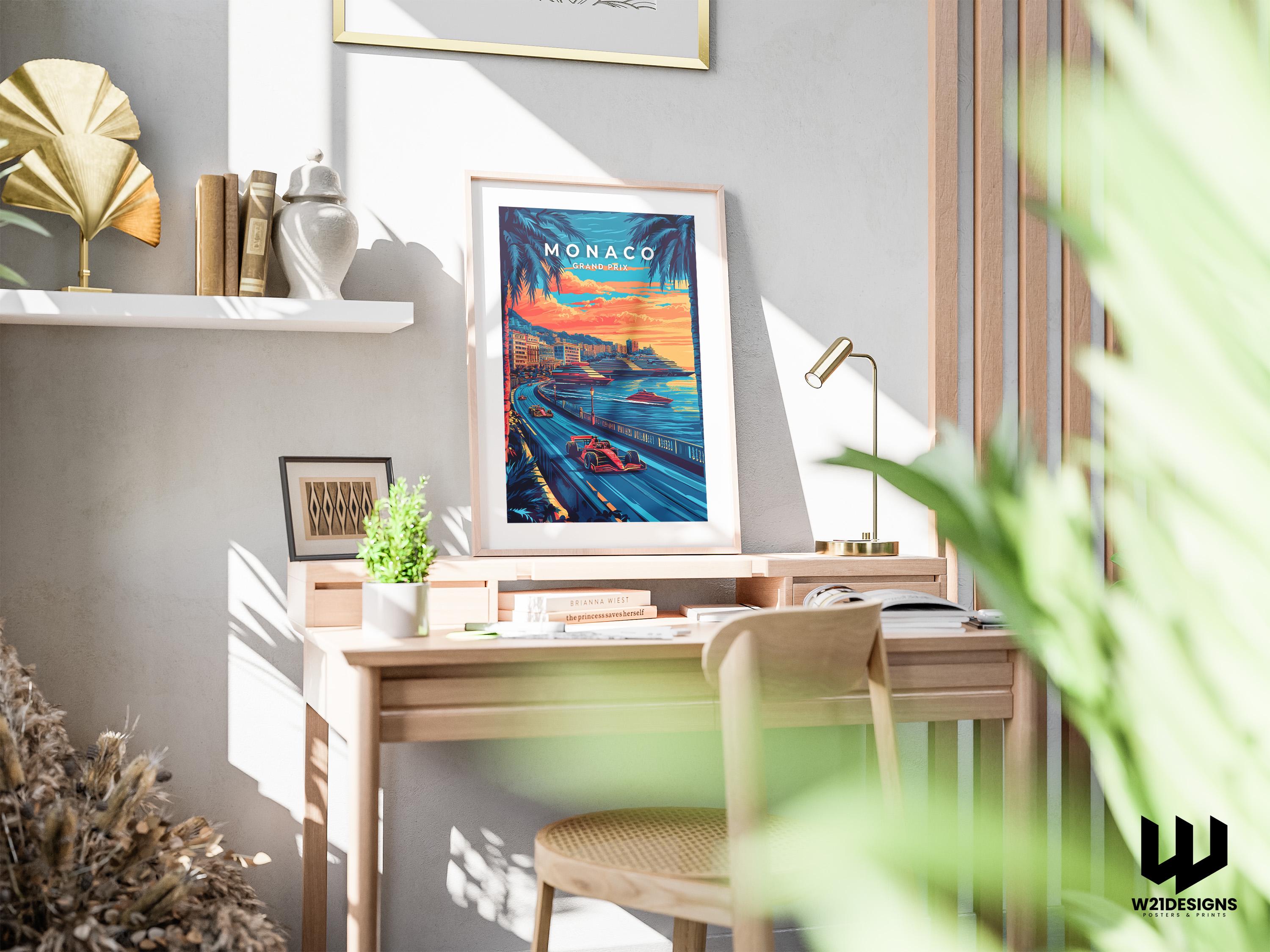 Monaco Grand Prix Travel Poster: French Riviera F1 Racing Art