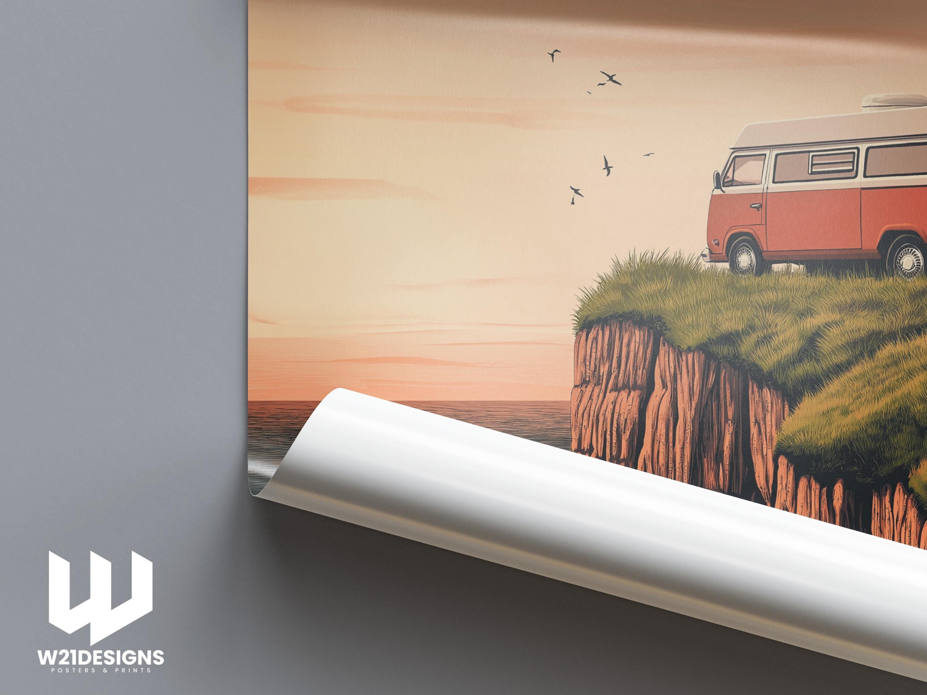 Custom Camper Van Print: Van Life Adventure Travel Poster
