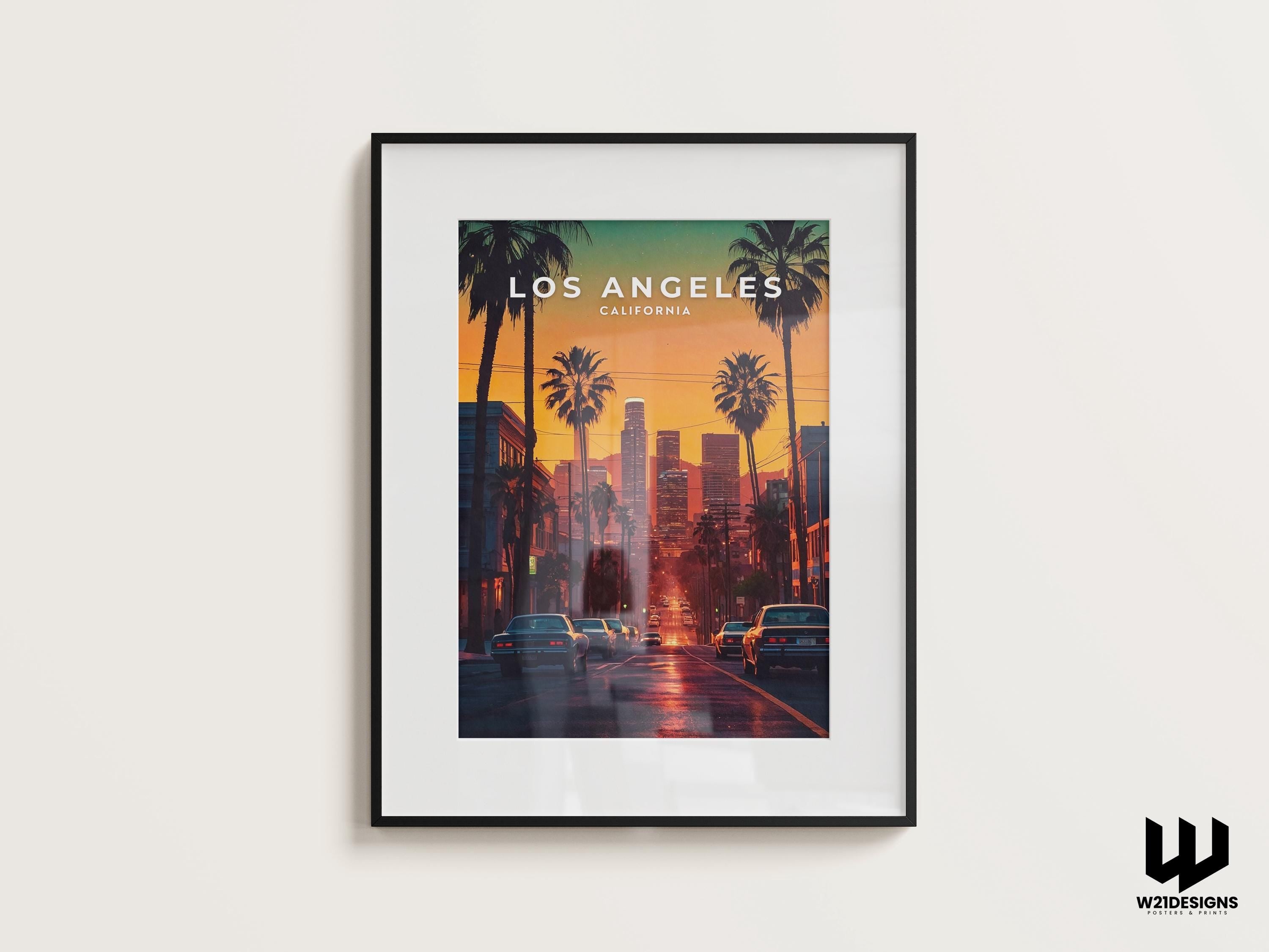 Los Angeles Travel Poster: Vintage LA Skyline Art Print