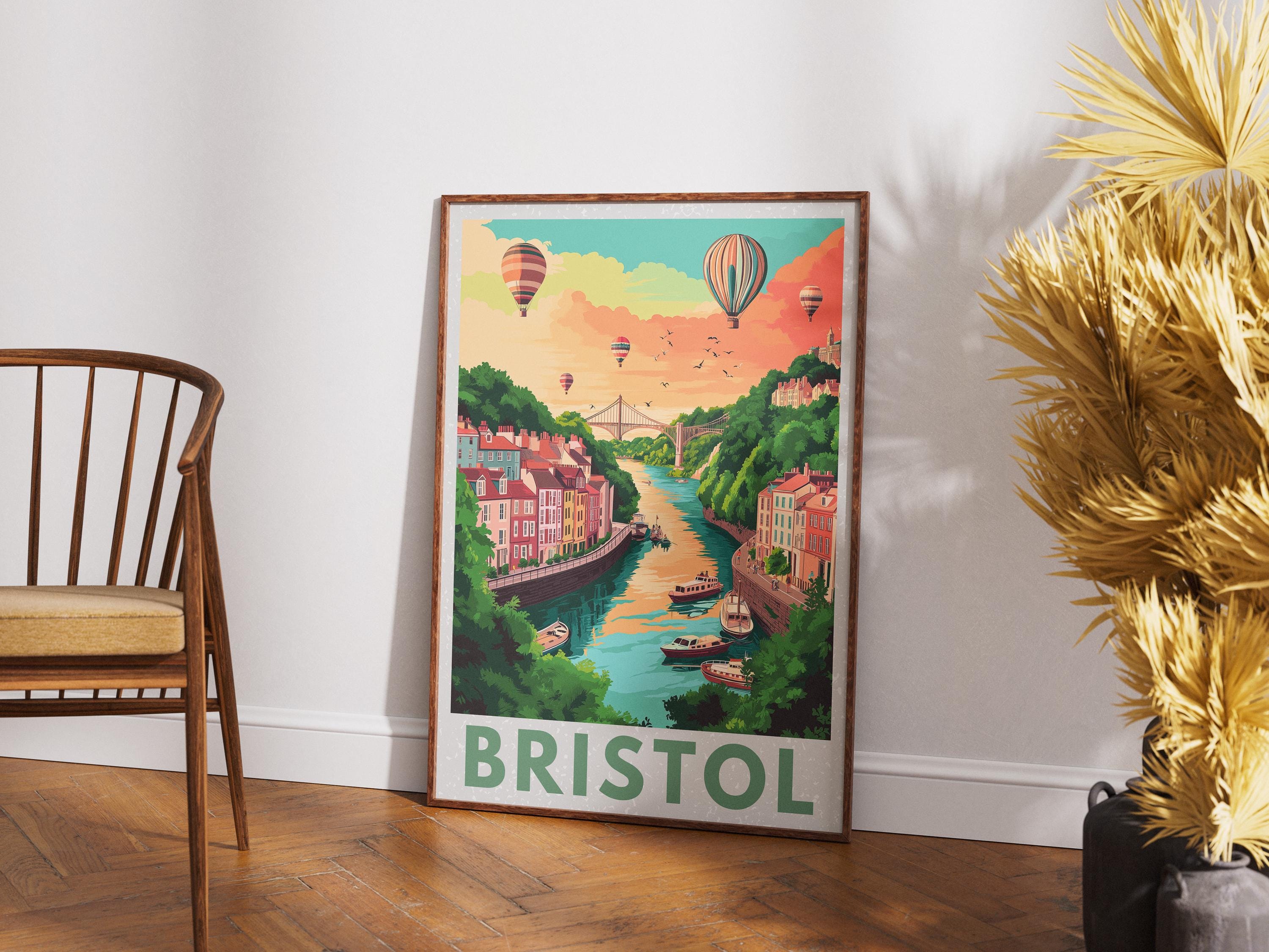Bristol Travel Poster: Clifton Suspension Bridge & Balloon Fiesta