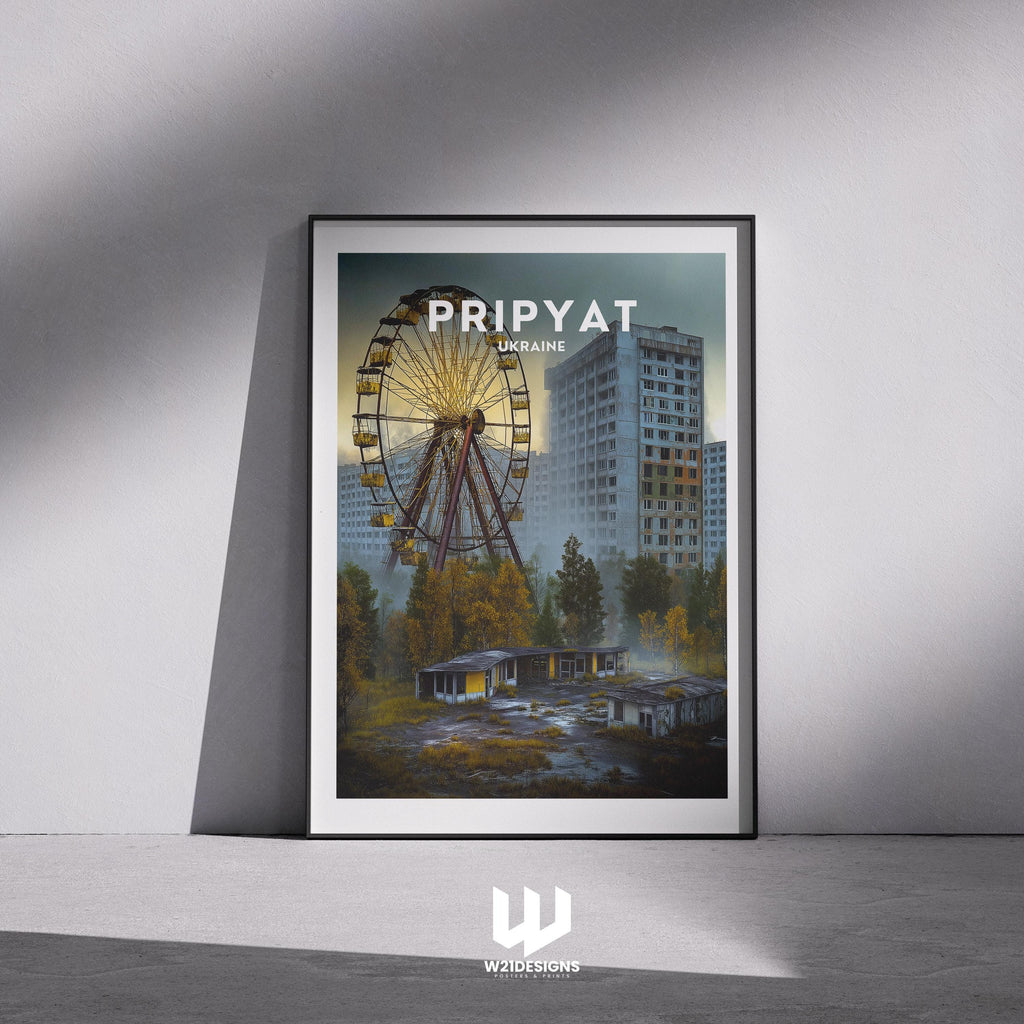 Pripyat Ukraine Poster - Chernobyl Travel Print, Abandoned City Wall Art, Urban Decay Decor, Soviet Architecture Home Artwork
