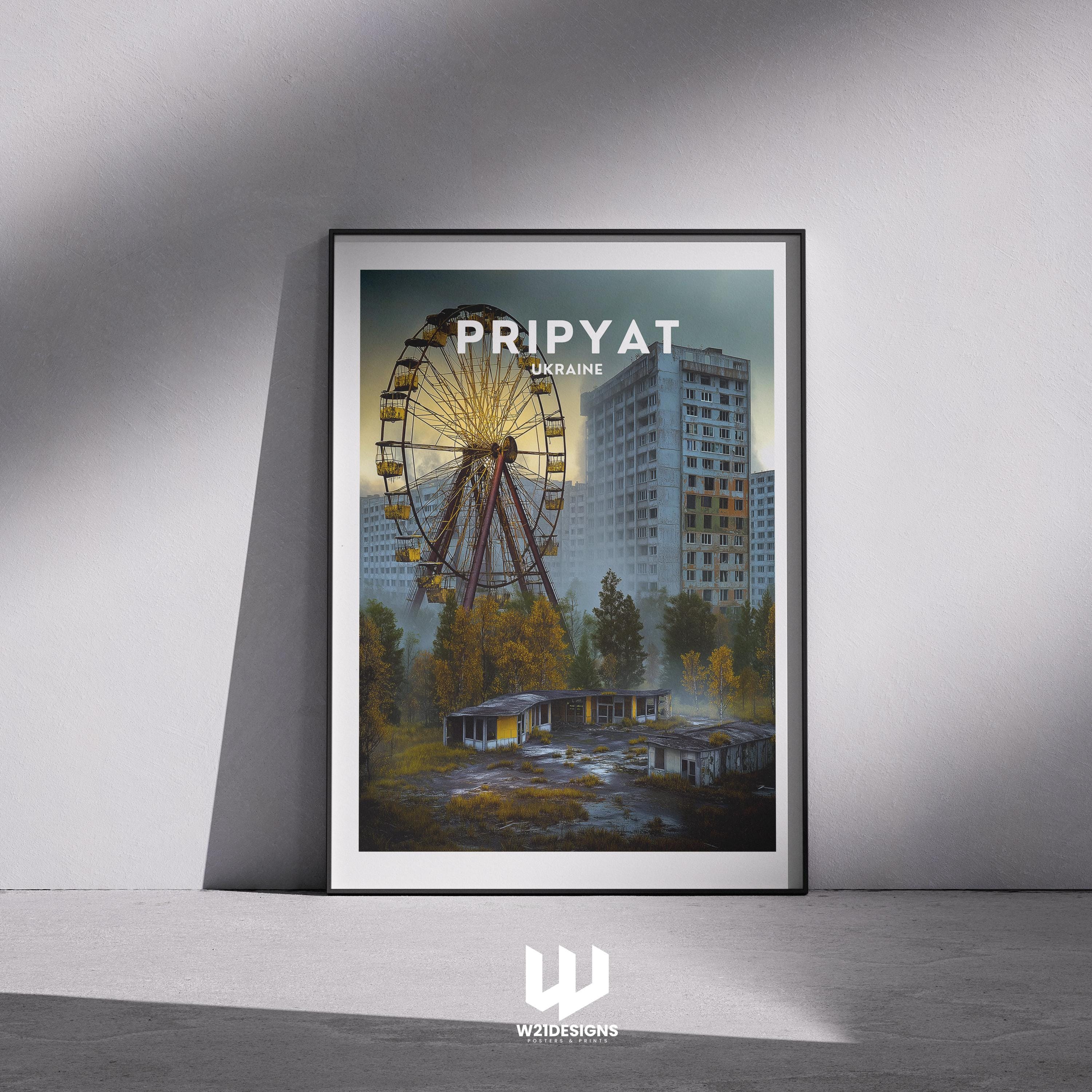 Pripyat Ukraine Poster - Chernobyl Travel Print, Abandoned City Wall Art, Urban Decay Decor, Soviet Architecture Home Artwork