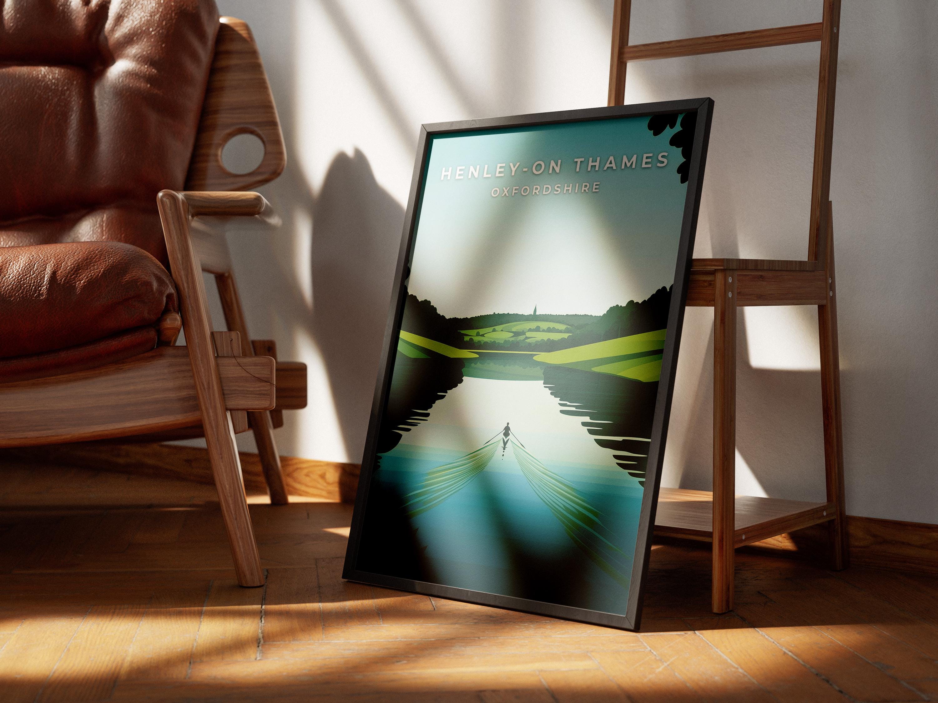 Henley-on-Thames Rowing Print: Minimalist River Thames Travel Poster
