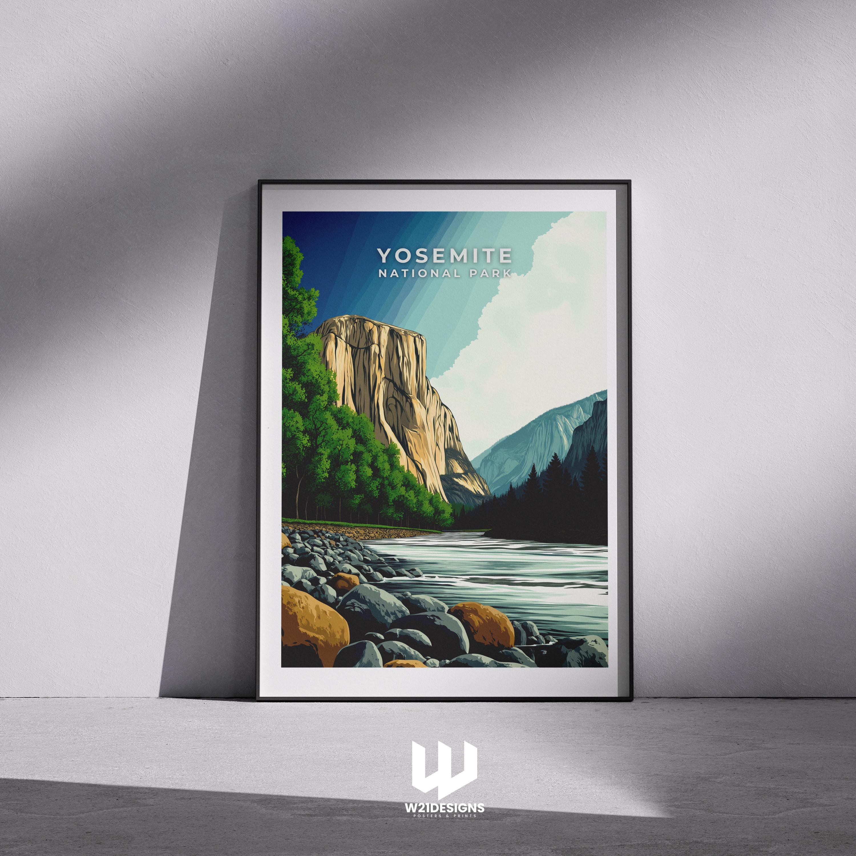 Vintage Yosemite National Park Poster: Scenic Mountain Landscape Art