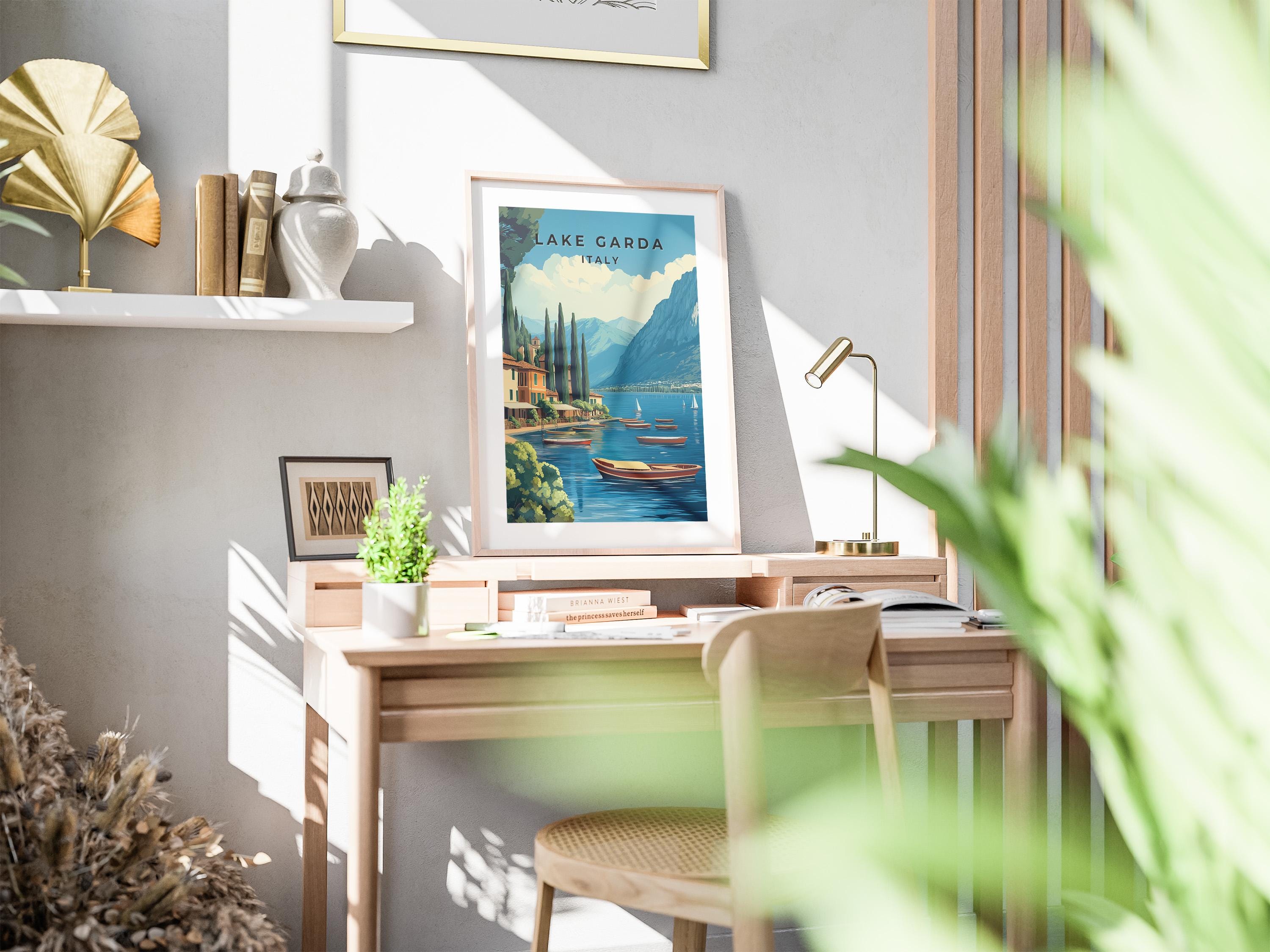 Lake Garda Vintage Travel Poster: Italy Scenic Wall Art